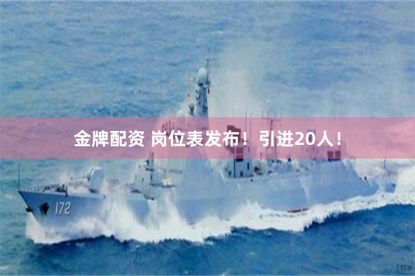 金牌配资 岗位表发布！引进20人！