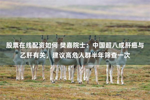 股票在线配资如何 樊嘉院士：中国超八成肝癌与乙肝有关，建议高危人群半年筛查一次