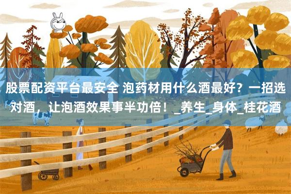 股票配资平台最安全 泡药材用什么酒最好？一招选对酒，让泡酒效果事半功倍！_养生_身体_桂花酒